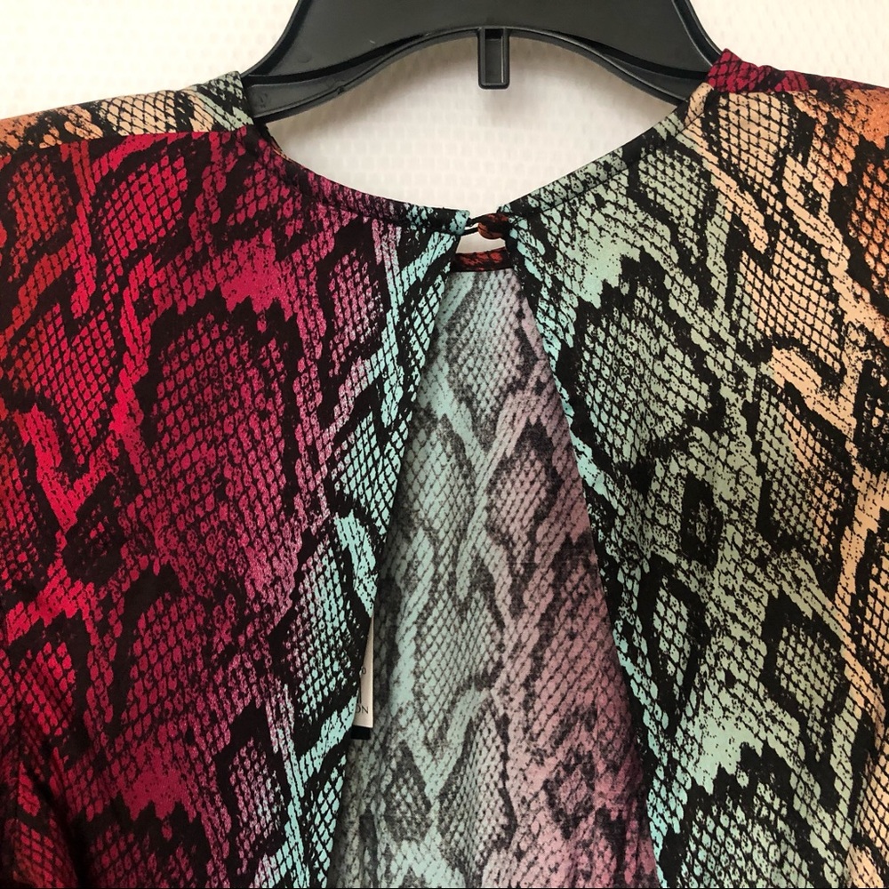 NWT AFRM Violaine Smocked Snake Print Mini Dress - Picture 11 of 15